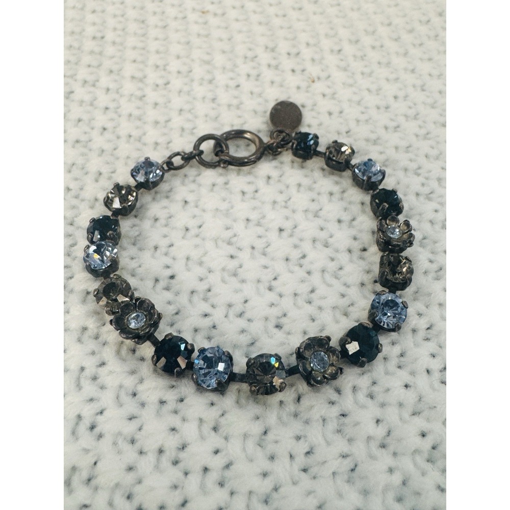 Catherine Popesco France Crystal Bracelet Blue Gray Swarovski 7"